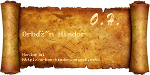 Orbán Hiador névjegykártya